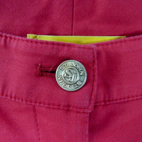 St. John Red Straight Leg Casual Pants Size 10 34" - Picture 3 of 6